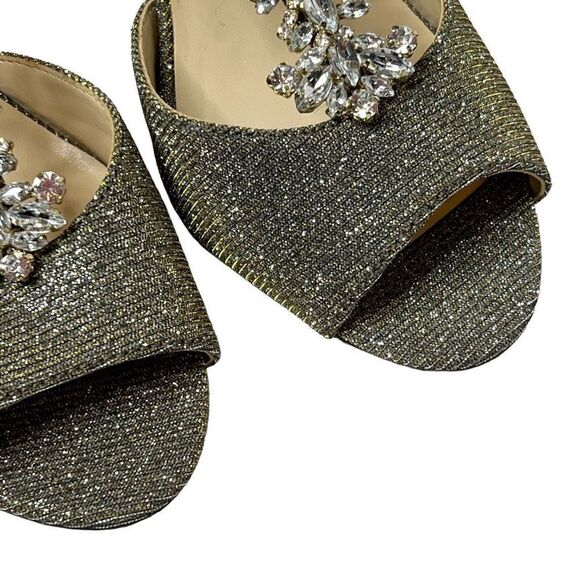 Adrienne Vittadini Gina gold glitter T strap open toe high heels size 7 - Picture 11 of 16